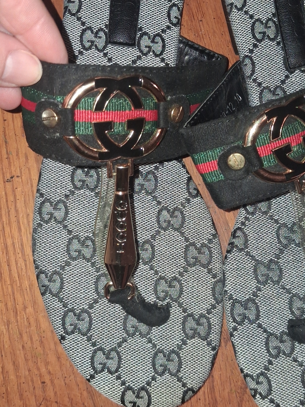 Gucci Black & Green-Red Web GG Logo Men’s Slide Sandals - Picture 5 of 5